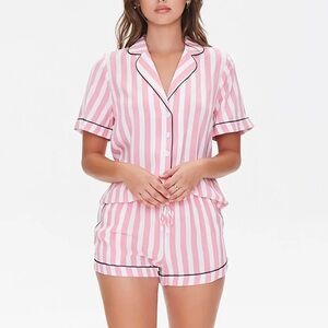 Forever 21 EUC Pink Striped Women's Pajama Set